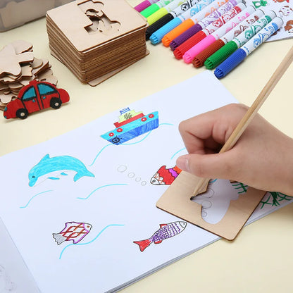 Wooden Drawing Stencils Kit for Kids