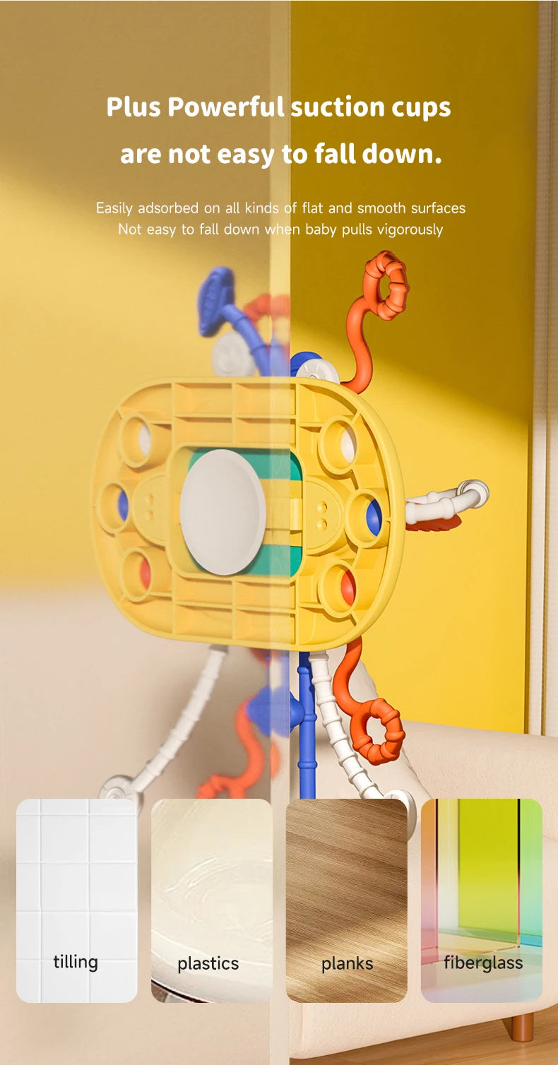 Montessori Baby Sensory Pull String Suction Toy for High Chair & Table