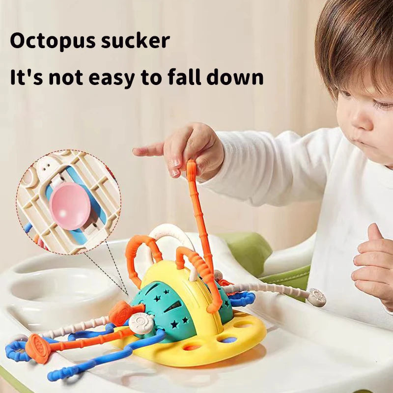 Montessori Baby Sensory Pull String Suction Toy for High Chair & Table