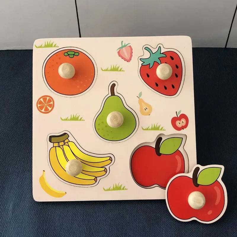 Wooden Fruit Knob Puzzle for Toddlers