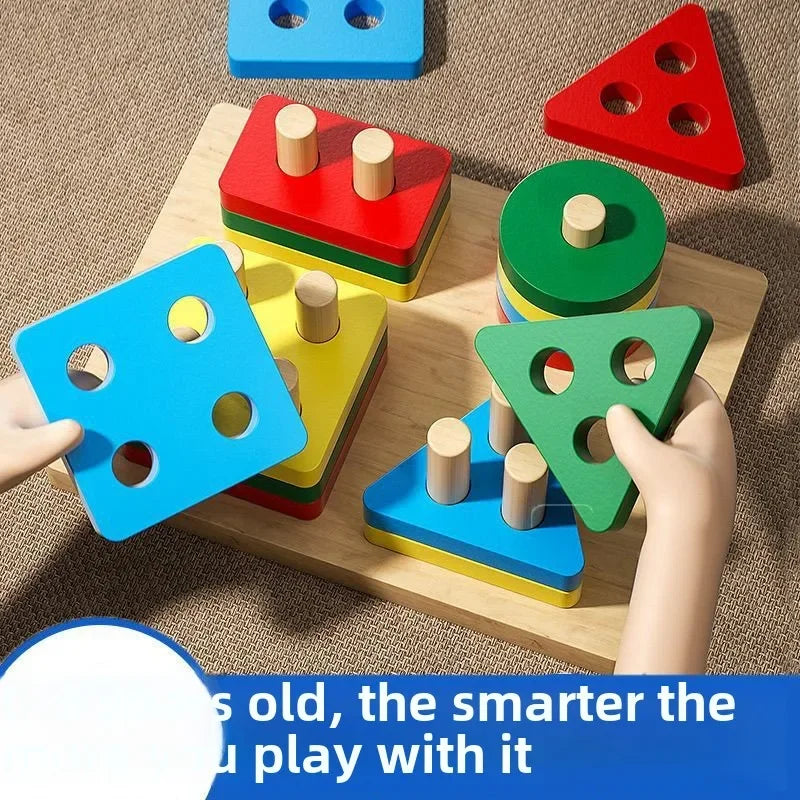 Wooden Fine Motor Peg Board Shape Puzzle for Kids 3–6