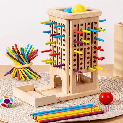 Educational 3-in-1 Wooden Stick Drawing Tower Set (Color Sorting & Balance Play), Ages 3+