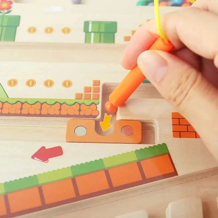 Wooden Magnetic Color & Number Maze Board