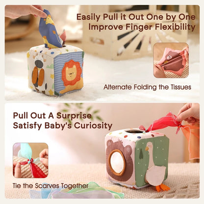 Montessori Tissue Box Toy for Babies | Crinkle Sensory Play
