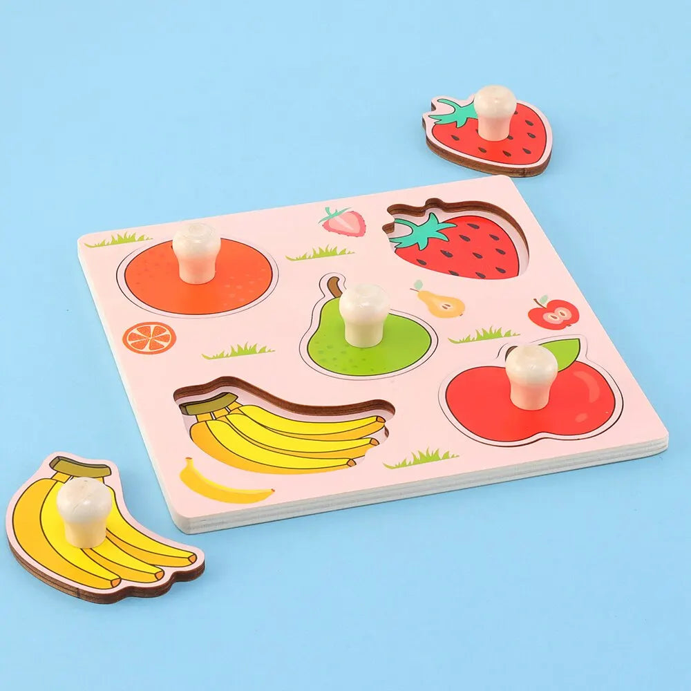 Wooden Fruit Knob Puzzle for Toddlers
