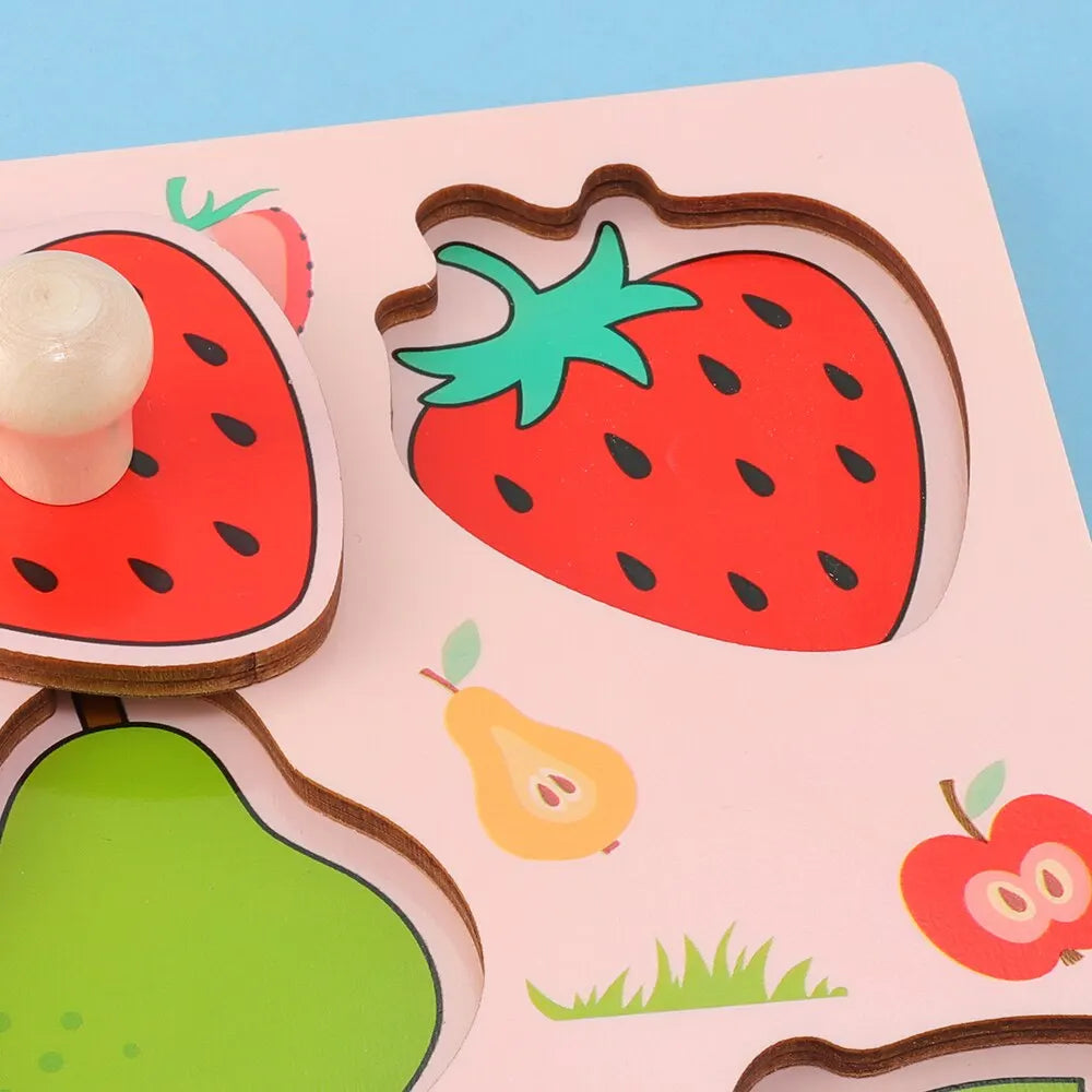 Wooden Fruit Knob Puzzle for Toddlers