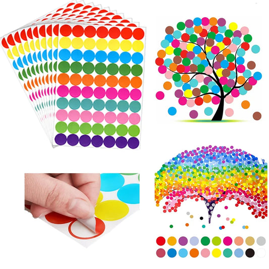 Colored Dot Stickers for Crafts & Classroom | Easy Peel, 6 Sizes