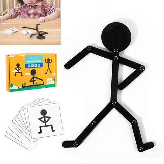 Montessori Wooden Pose Puzzle – Hand-Eye Coordination Toy for Kids