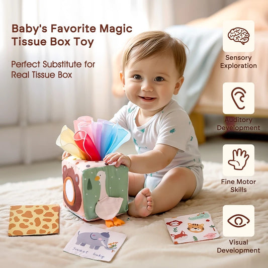 Montessori Tissue Box Toy for Babies | Crinkle Sensory Play
