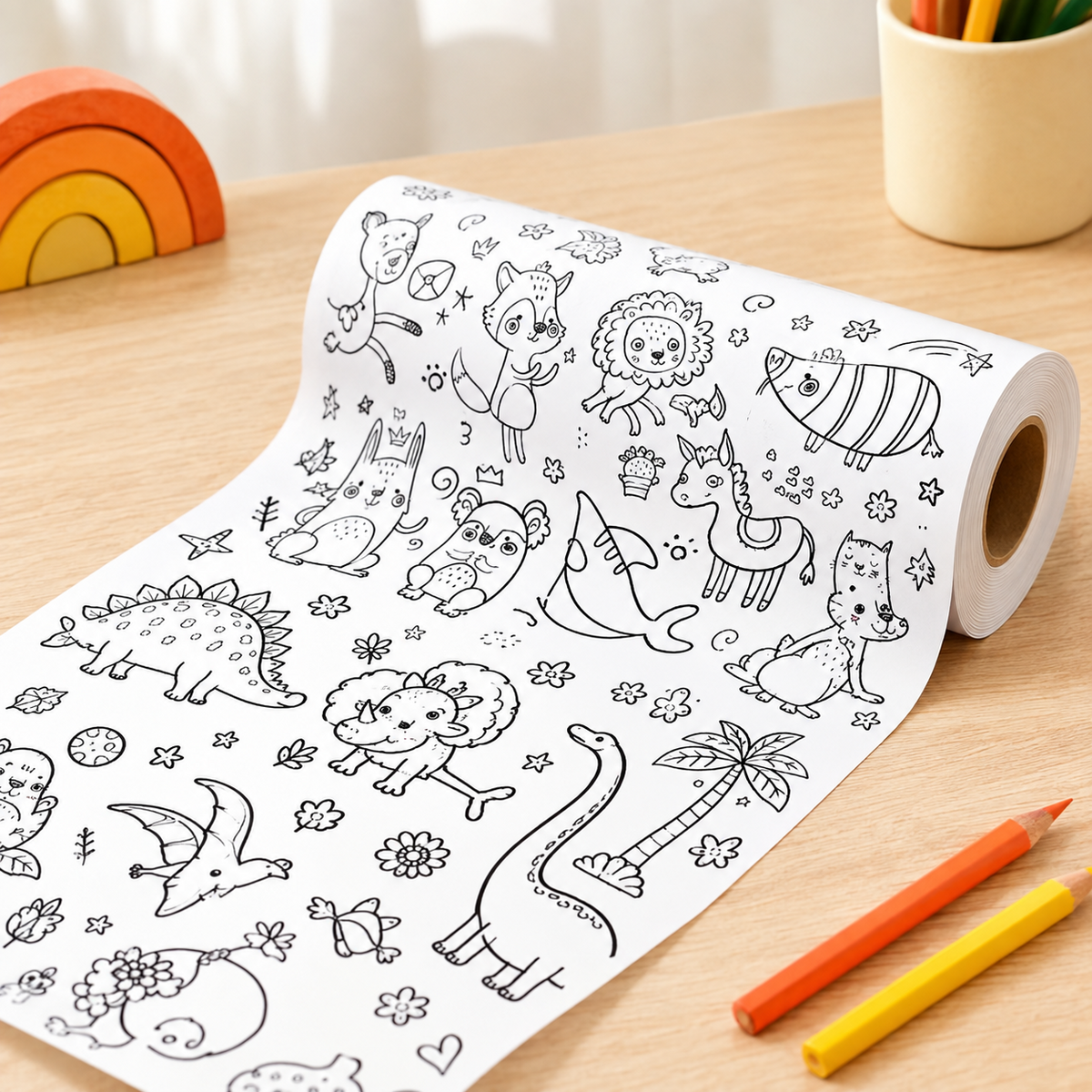 Coloring Paper Roll for Kids, 30 cm x 3 m Printed Drawing Roll