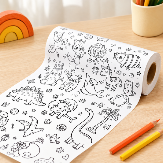 Coloring Paper Roll for Kids, 30 cm x 3 m Printed Drawing Roll