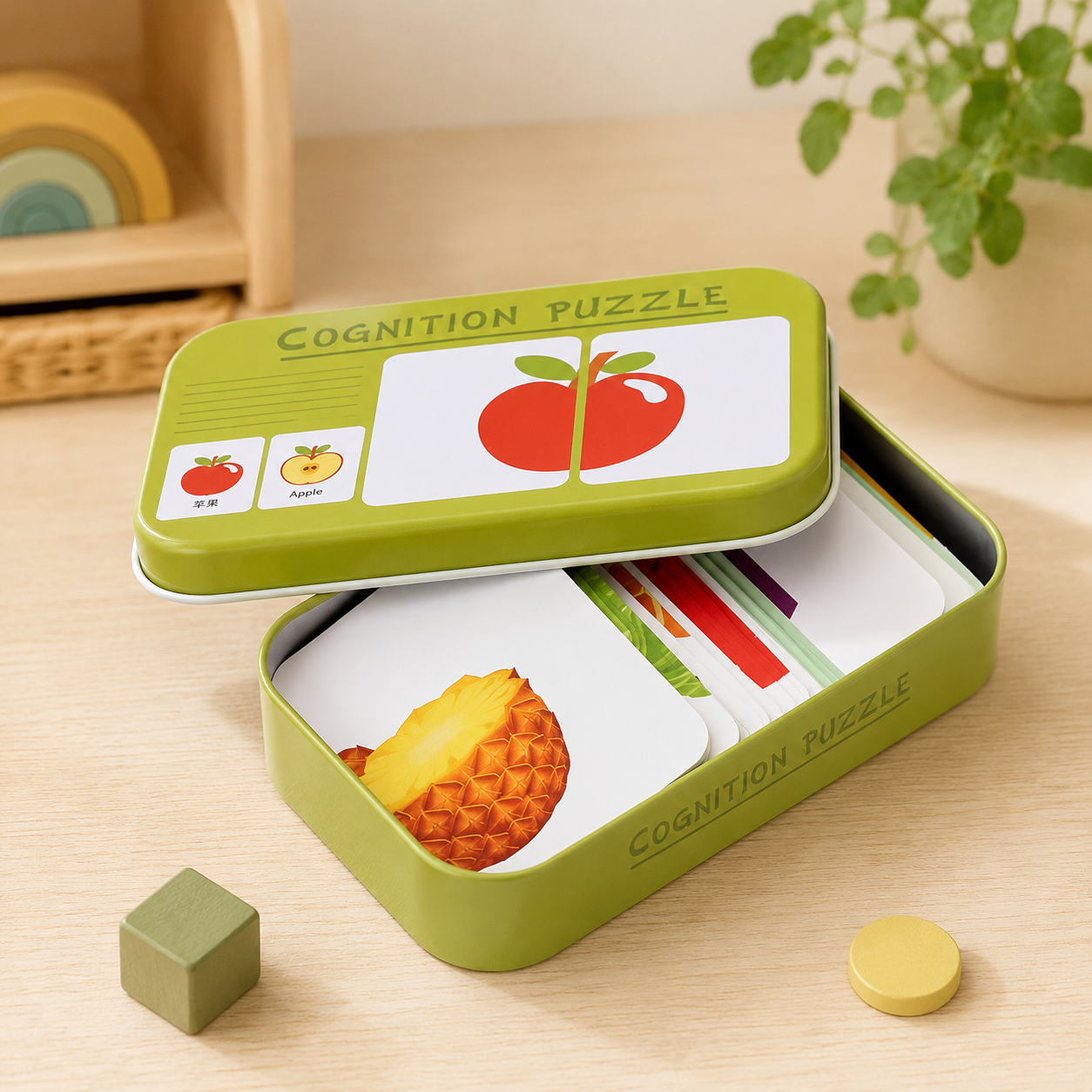 Picture Matching Card Puzzle: A Compact Two-Piece Matching Activity with a Tin-Style Case