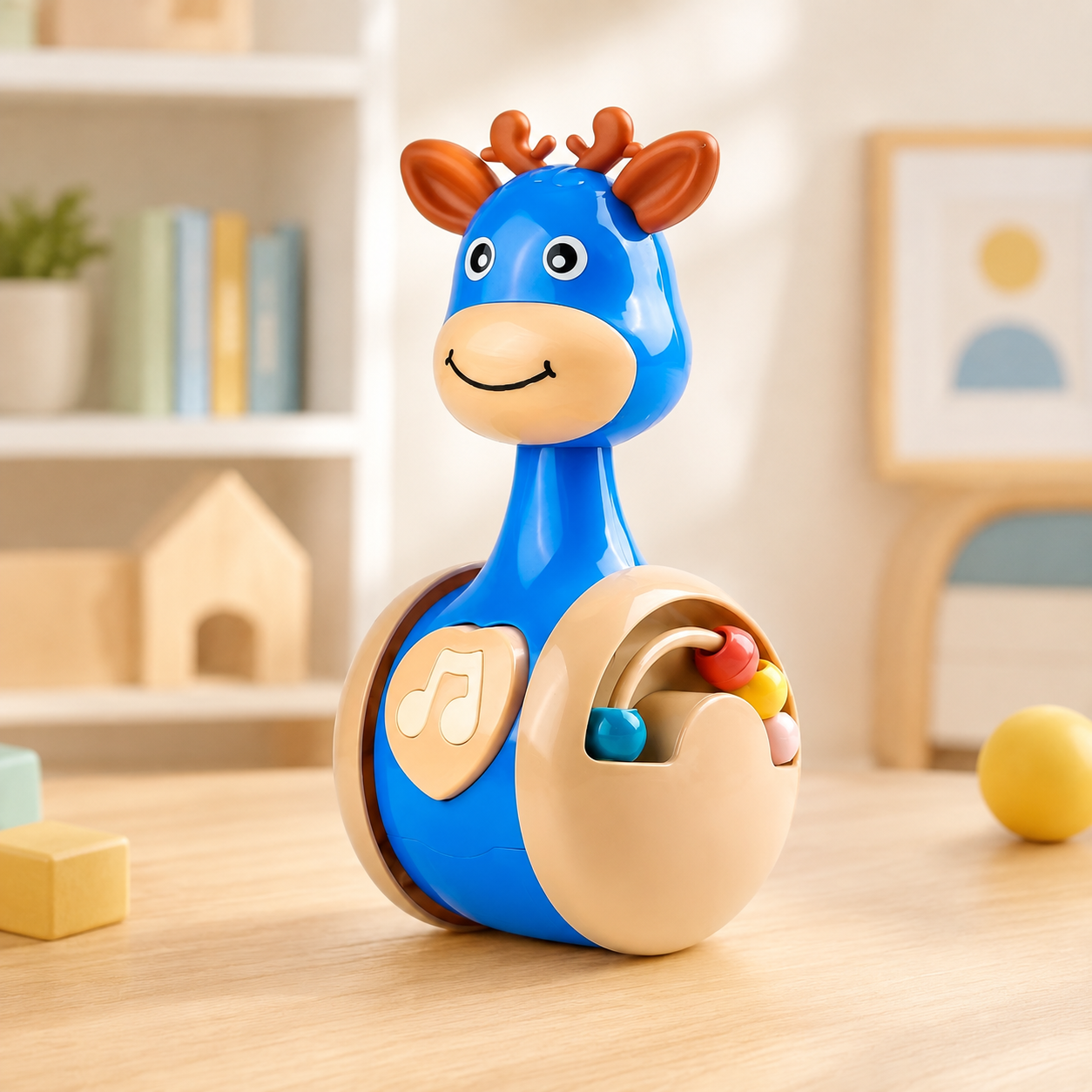 Fawn Tumbler Toy: A Compact Rolling Bead Toy with Push-and-Shake Play