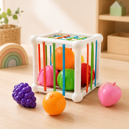 Fruit Retrieval Cube Toy: A Compact Insert-and-Retrieve Activity for Supervised Play