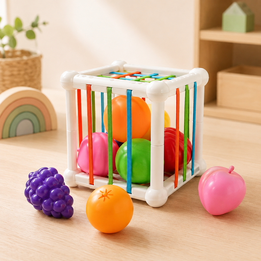 Fruit Retrieval Cube Toy: A Compact Insert-and-Retrieve Activity for Supervised Play