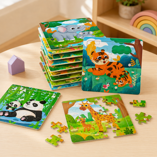 Cartoon Animal Jigsaw Puzzle: A Compact Picture-Completion Activity for Party Bags and Tabletop Play