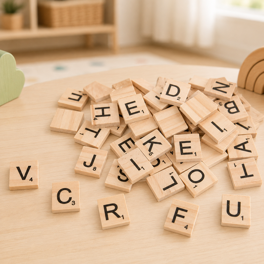 Wooden Alphabet Tiles: A Loose Tile Set for Word Layouts, Crafts, and Tabletop Play